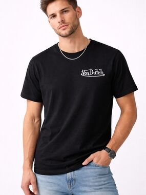 🆕️Von Dutch Black Logo T-Shirt Men’s Large Graphic Tee Y2K Streetwear Designer